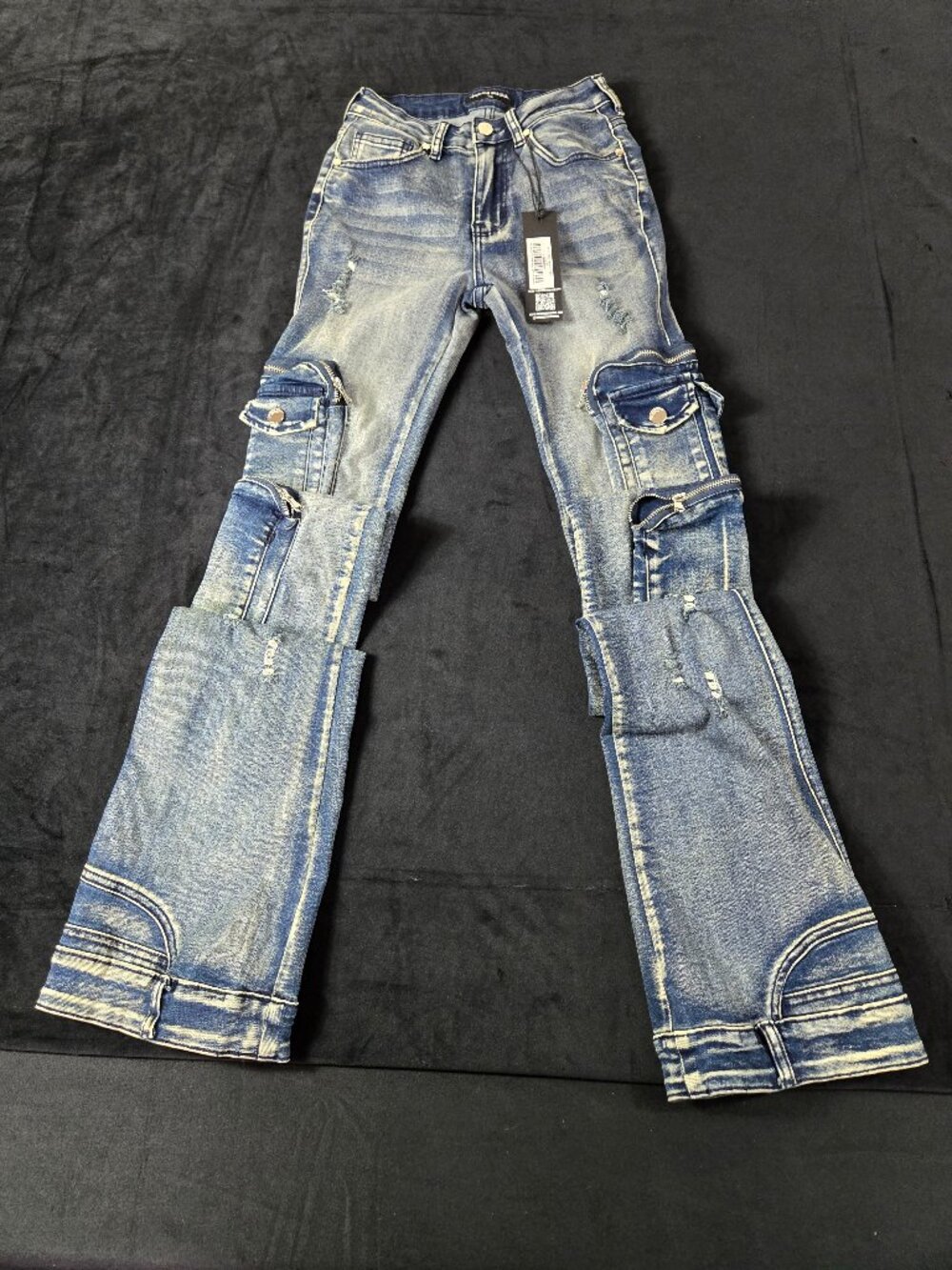 Rockstar Original Alisson Cargo Super Stacked Jeans XS Dark Wash NWT